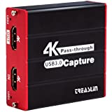 TreasLin Capture Card USB3.0 Game, 4K Video HDMI Capture Card Live Streaming Share for PS5 PS4 Switch Wii U DSLR Xbox on OBS 