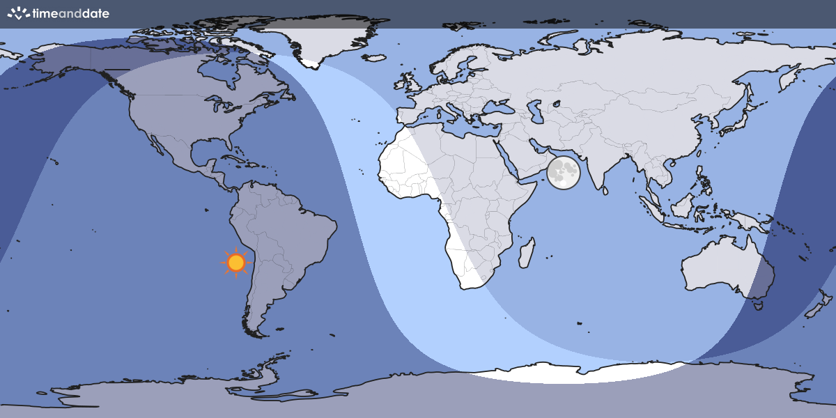 Map showing which part of the Earth the Moon is currently above the horizon at.