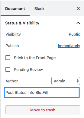 Location in the Status & visibility panel