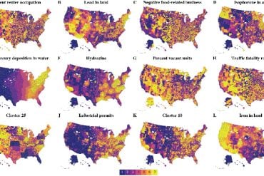 These maps shows the different levels of different forms of pollution across the USA