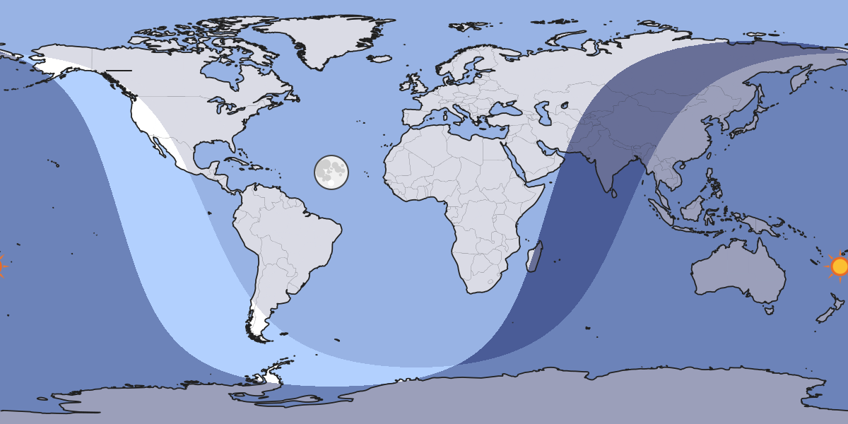 Diese Weltkarte zeigt, wo der Mond gerade sichtbar ist.