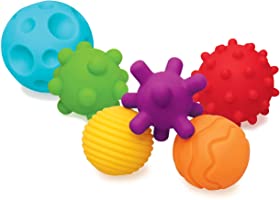 INFANTINO Balles Souples Sensorielles 6 Balles Souples aux Formes/Tailles Différentes pour Développement Sensoriel pour...