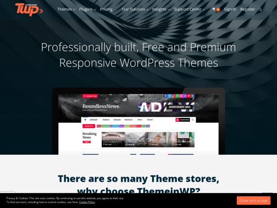 ThemeinWP homepage