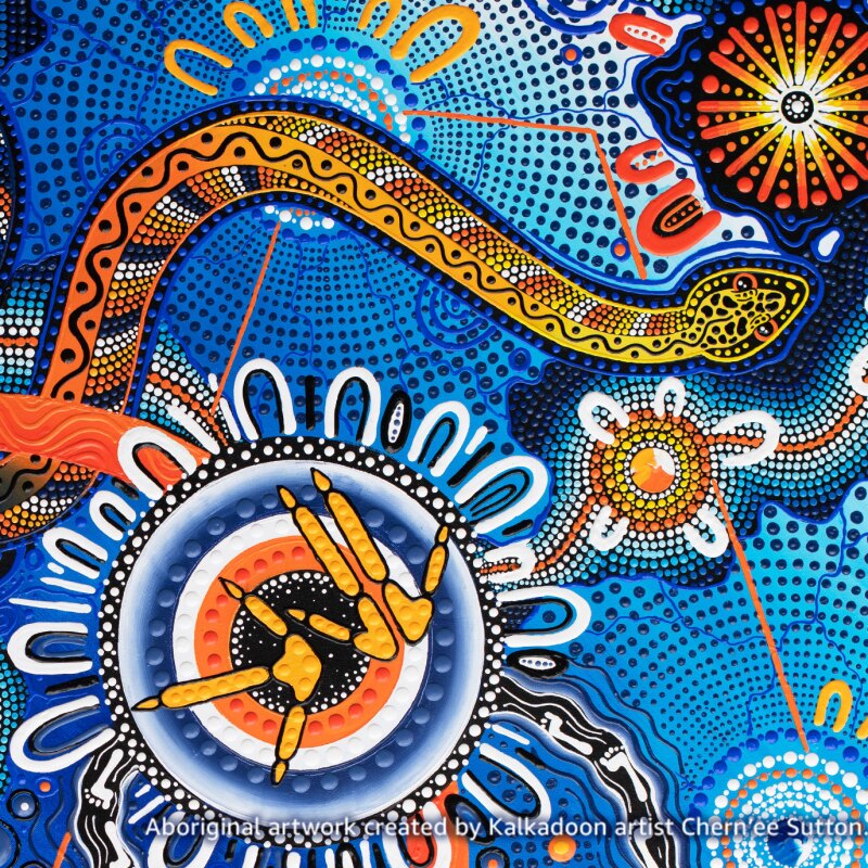 Aboriginal artwork created by a Kalkadoon artist.