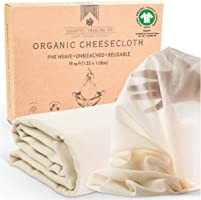 Cheesecloth for Straining - Certified Organic Cotton - Fine Reusable Unbleached Cooking Filter (Large Cut 1.5m x 1.0m)