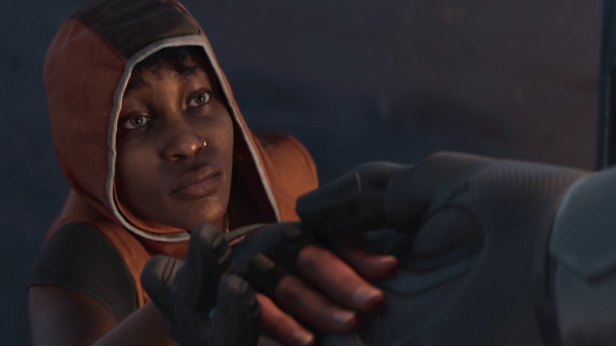 A series of screenshots showing Laurette Agryna from Halo Infinite.