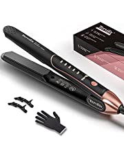 Terviiix Plancha De Cabello Professional 450°F, Non-Snagging Ceramic Flat Iron Hair Straightener 1 inch, 3X Less Damage Hair Iron Straightener and Curler, 15s Fast Heating, 5 Adjustable Heats