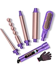 ULTIBELA Curling Iron, Curling Wand Set 5 in 1 with Hair Straightener Brush, Rapid Heating Ceramic Barrel Hair Curler with LCD & Temperature Adjustment, Hair Straight & Hair Waving Hair Styling Tools