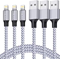 iPhone Charger, TAKAGI Lightning Cable 3PACK 6FT Nylon Braided USB Charging Cable High Speed Data Sync Transfer Cord...