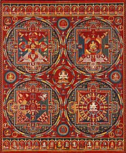 A Vajravali-sorozat négy mandalája. Készült: 1429–56 körül (ngor kolostor, Ü-Cang, Közép-Tibet)