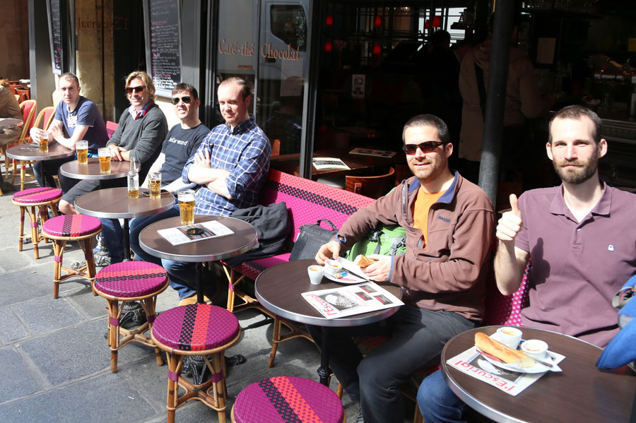 People in café on sunny day