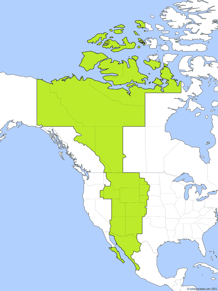 Time zone map of MST