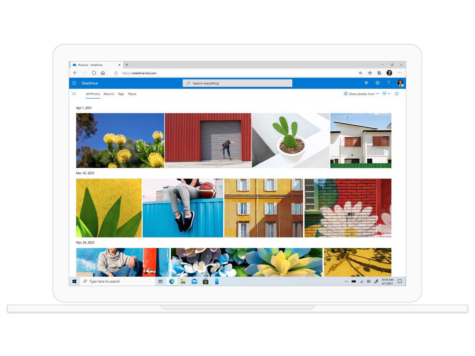 Brightly colored photography saved in OneDrive.