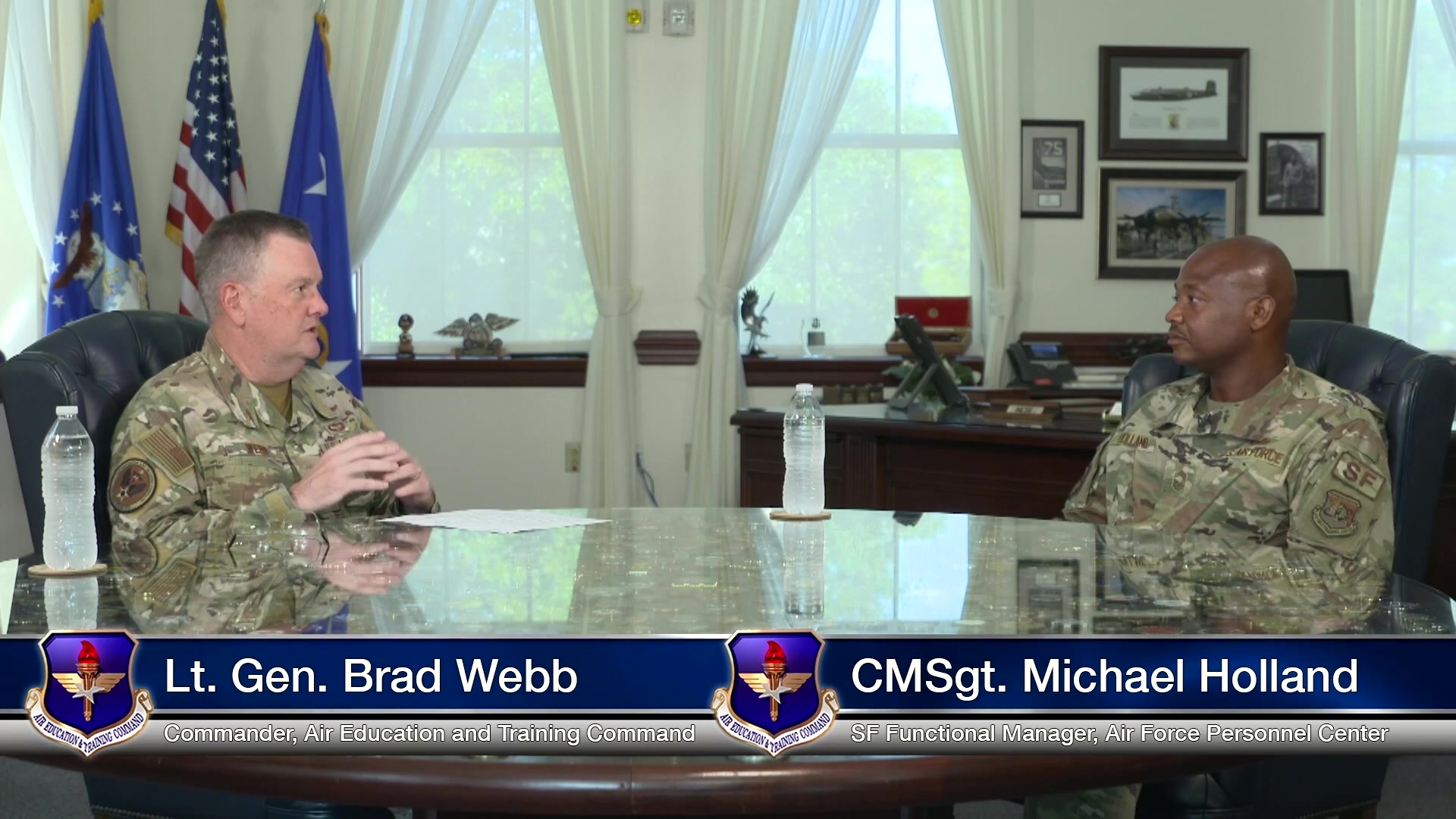 Lt. Gen. Brad Webb, commander of Air Education and Training Command, and Chief Master Sgt. Michael Holland, Security Forces functional manager at Air Force Personnel Center, engage in conversations on race and diversity in the Air Force. This is the second episode of the "Real Talk: Race and Diversity in the Air Force" series hosted by AETC. Chief Master Sgt. Michael Holland also discusses his unique experiences as an enlisted Airman.