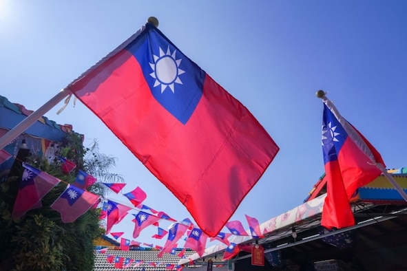 Taiwanese flags fly over Taichung