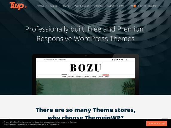 ThemeinWP homepage