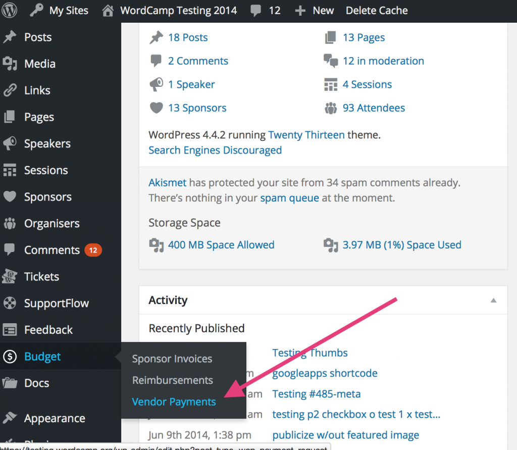 Select vendor payments from the menu