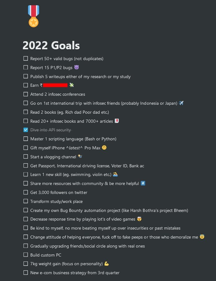 2022 goals