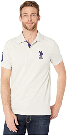 Slim Fit Big Horse Polo with Stripe Collar