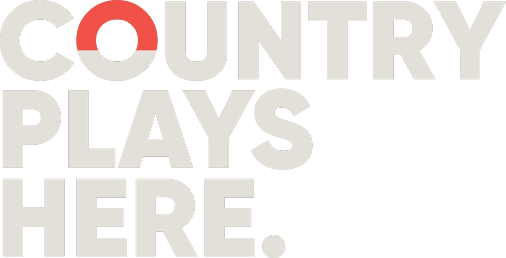 Country plays here tagline logo in gray