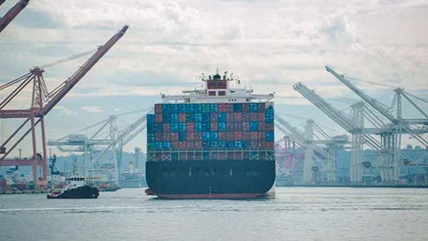 Ship carring containers