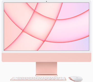 Vorderansicht des iMac in Rosé