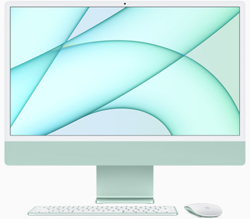 그린 색상 iMac 정면