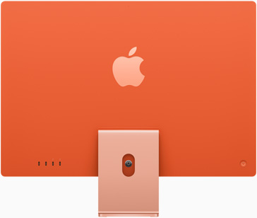 iMac i oransje sett bakfra