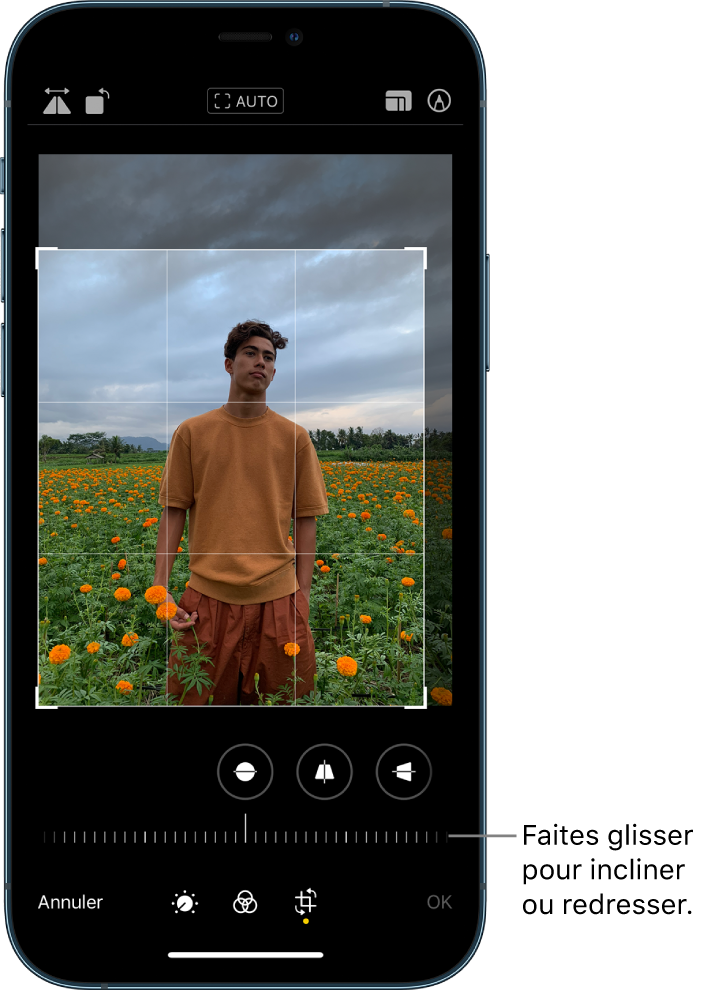 L’écran « Recadrer et faire pivoter ».