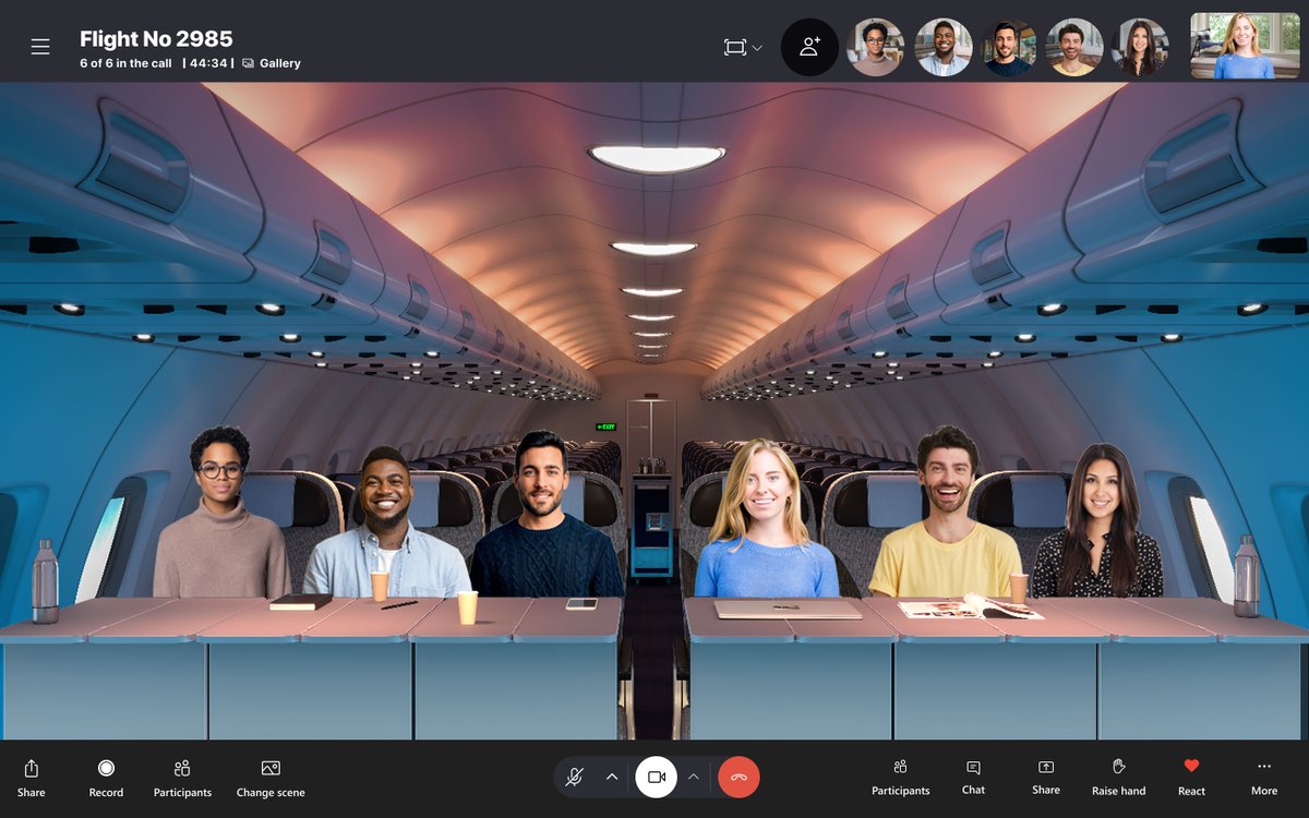 Skype Together Mode in action with Plane background