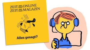 Podcastlogo "Alles gesagt?" mit grimmigem Gesicht