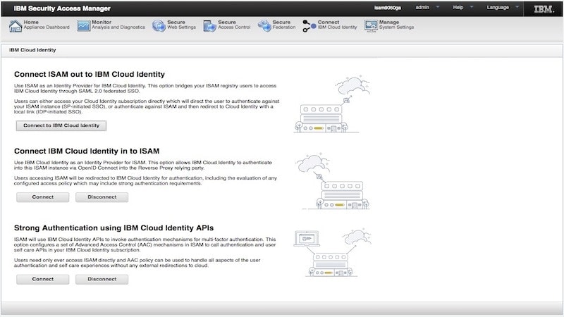 Screen shot of connecting to IBM Security Verify