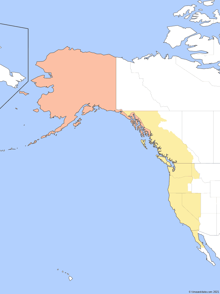 Time zone map of AKDT