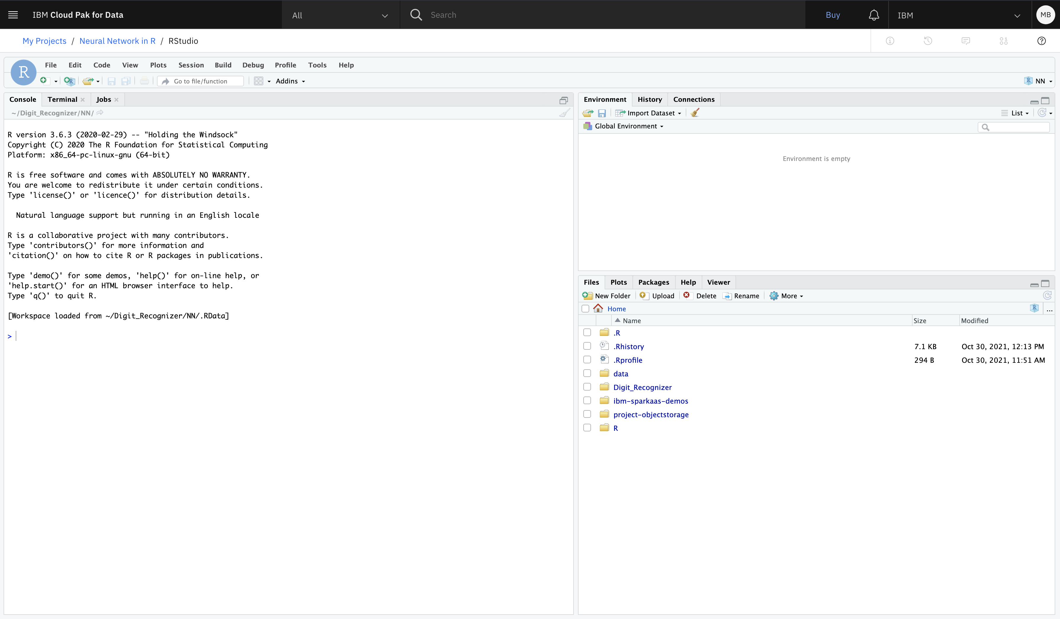 Launching RStudio environment in Watson Studio