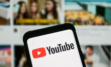 The YouTube logo on a phone.