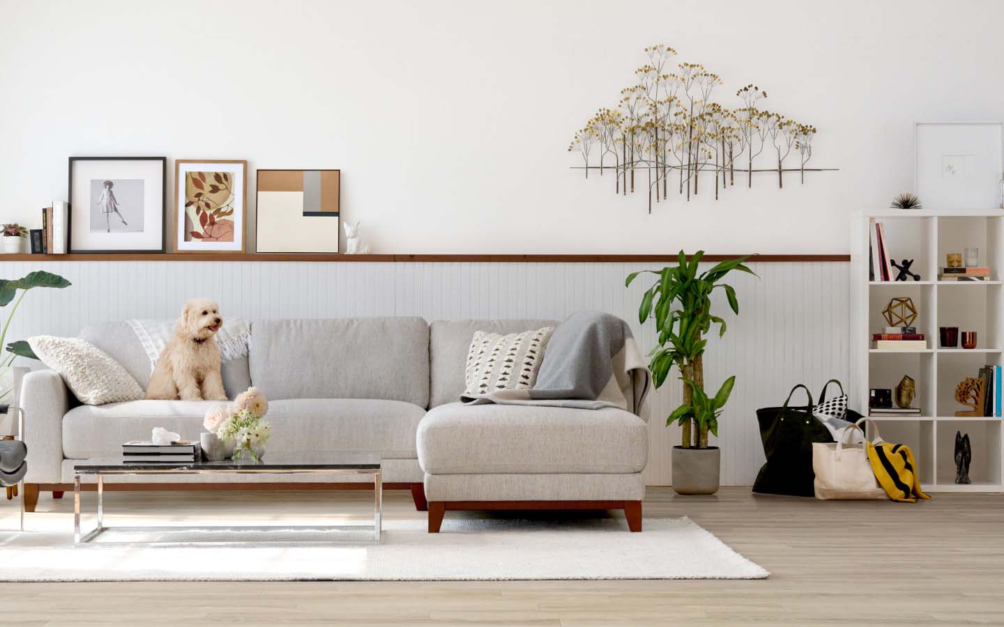 Person working on a couch at home using phone and Bang & Olufsen Cisco 980 headphones