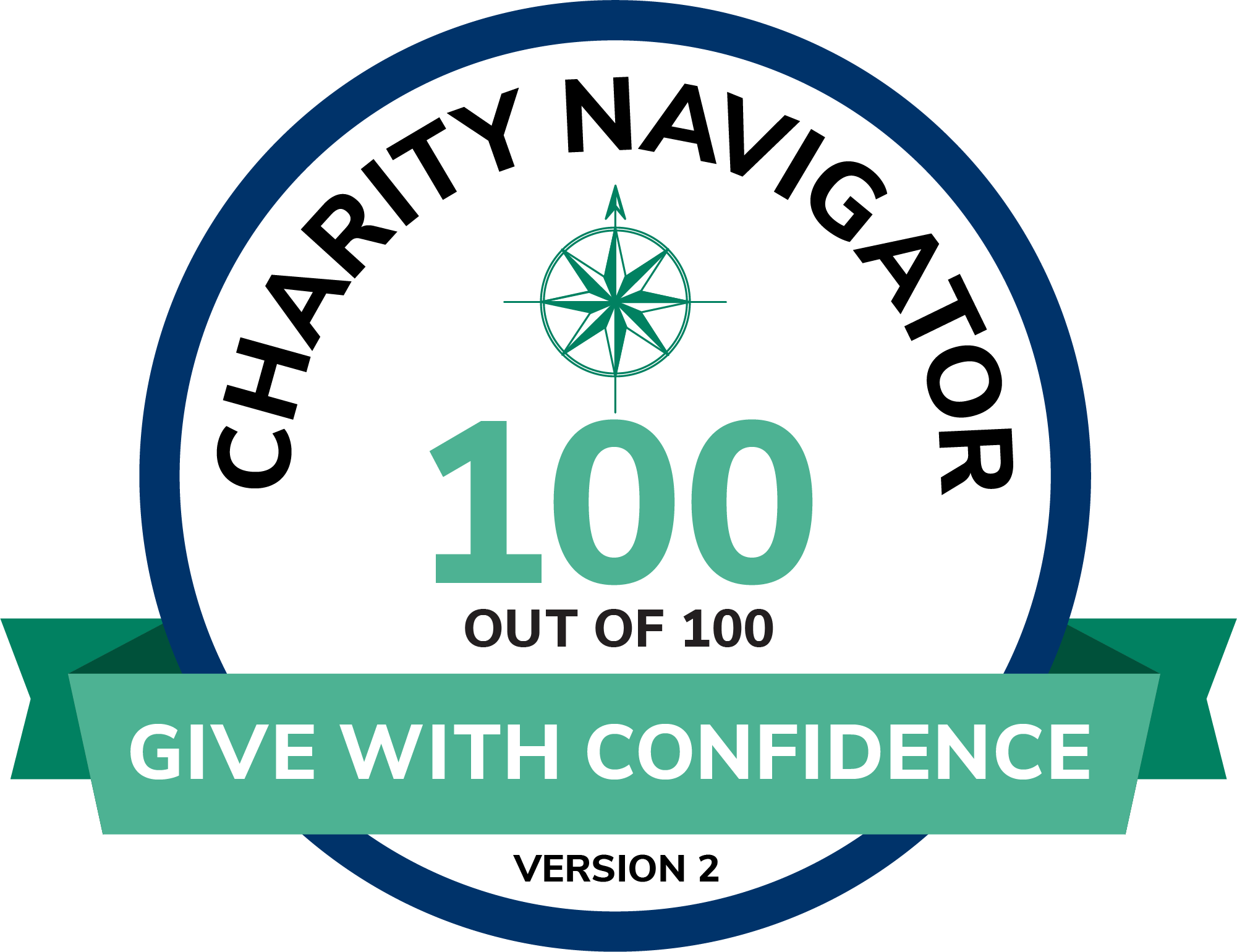 Charity Navigator | 100 out of 100 | Give with Confidence | Version 2