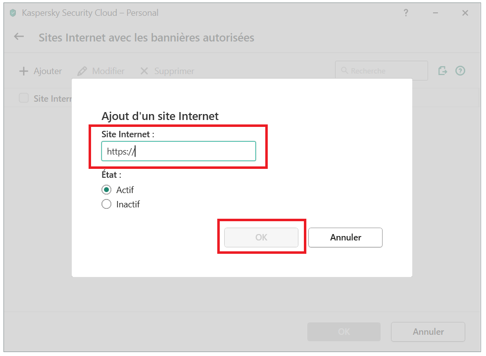 Comment ajouter une bannière à la liste des bannières autorisées dans Kaspersky Security Cloud