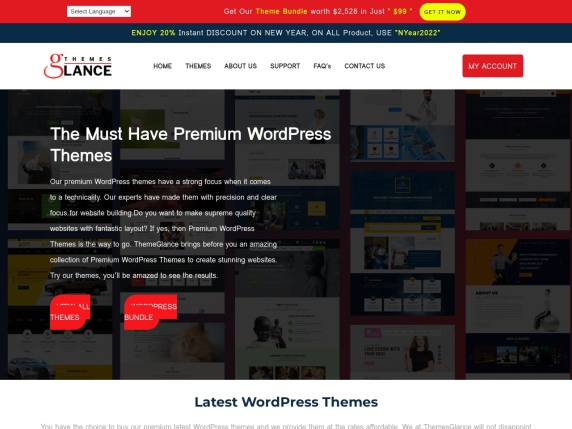 Themes Glance homepage