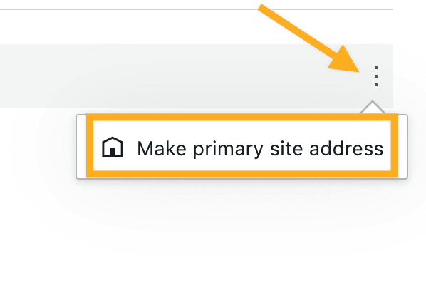 Image showing how to make primary site address.