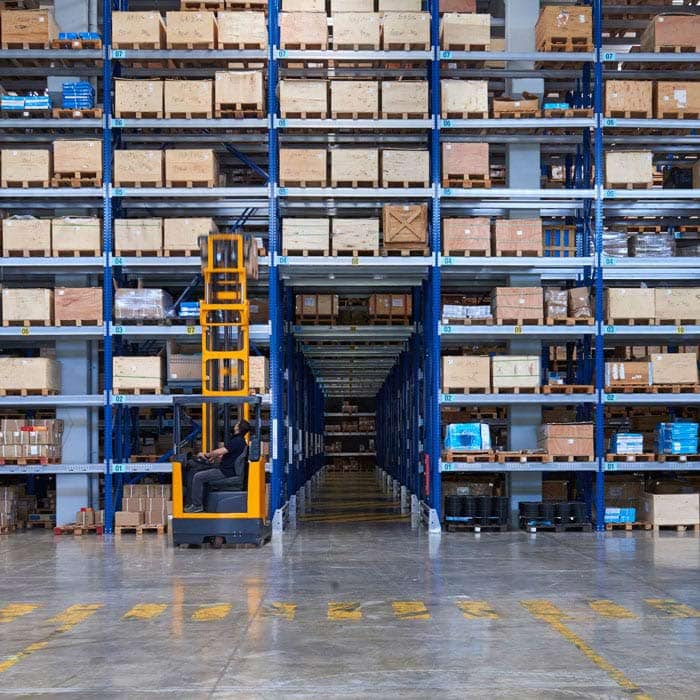 Warehouse with forklift