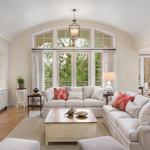 Living room with various sources of lighting