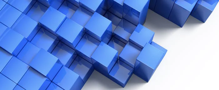 A large number of identical blue cubes