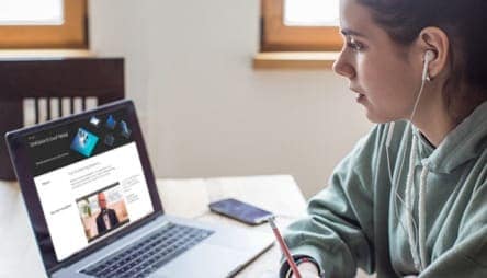 A woman with a laptop