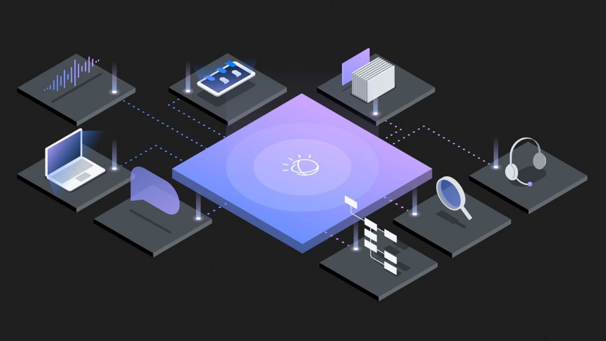 Illustration showing the components of virtual assistant technology