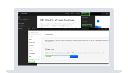 screenshot of IBM Cloud for VMware Solutions dashboard