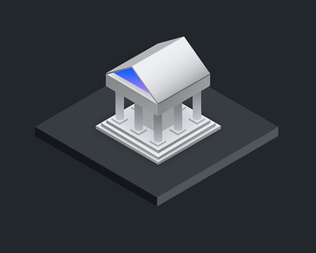 isometric drawing of a classical building