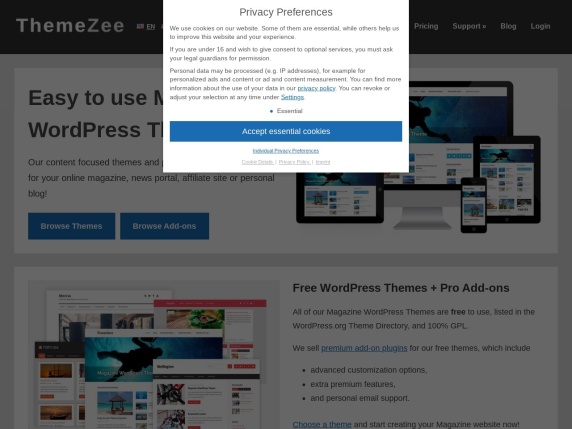 ThemeZee homepage