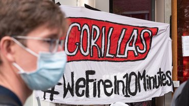 6. Oktober 2021: Protest gegen Kündigungen vor der Berliner Gorillas-Zentrale