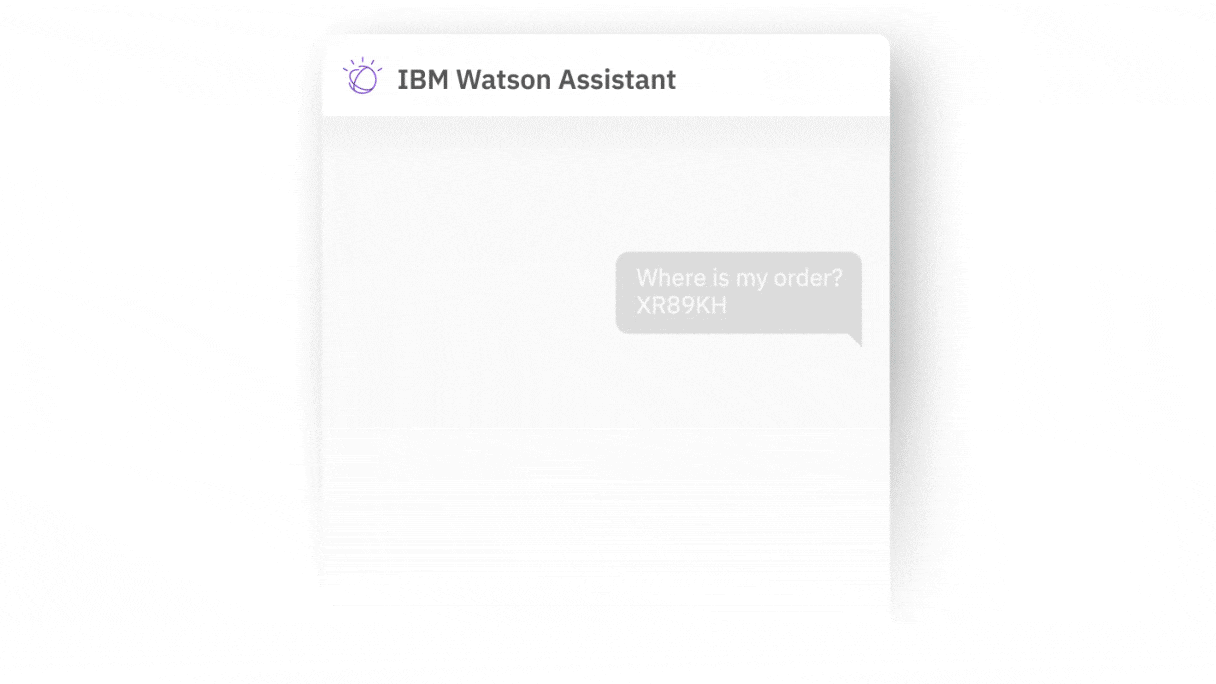 Webchat conversation between user and Watson Assistant about an online order